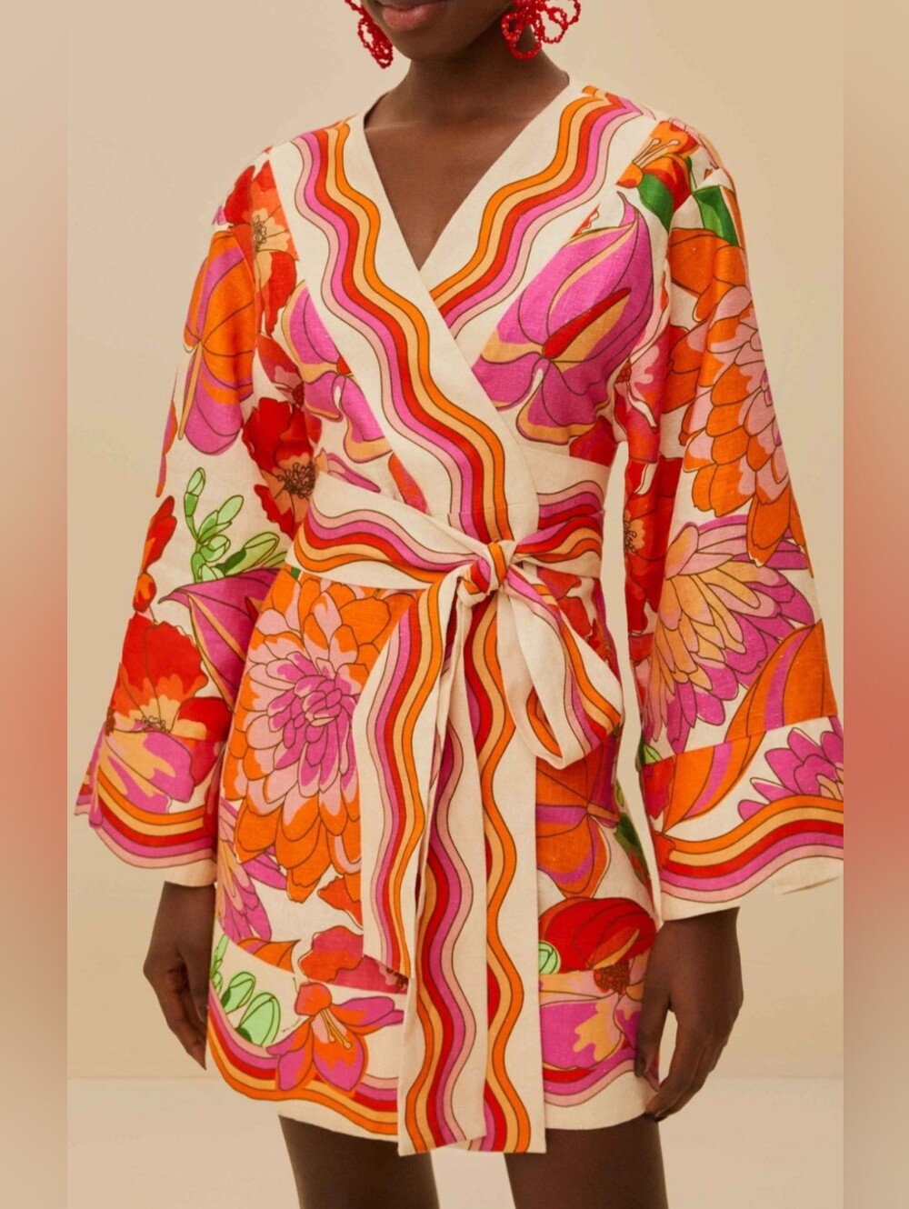Farm Rio Linen Belted Mini Dress
